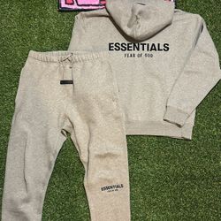 Essentials Fear of God Dark Oatmeal Hoodie and Sweatpants Set