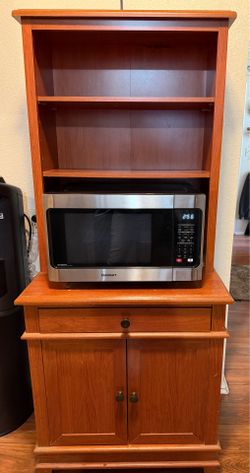 Microwave Cart with Storage and Pull out drawer