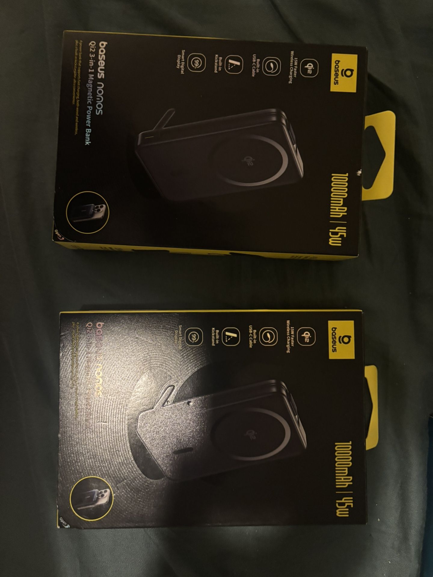 Baseus Nomos Qi2 45W 10000mAh Magnetic Power Bank with Built-In USB-C Cable - Black