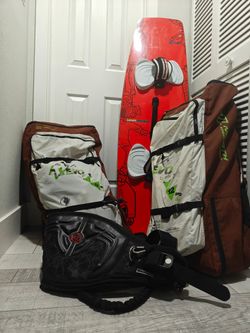 Kiteboard set (two kites, board and harness)