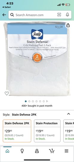 Stain Defense Crib Mattres Pad 2 Pack