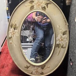 Vintage Oval Hand Painted Mirror