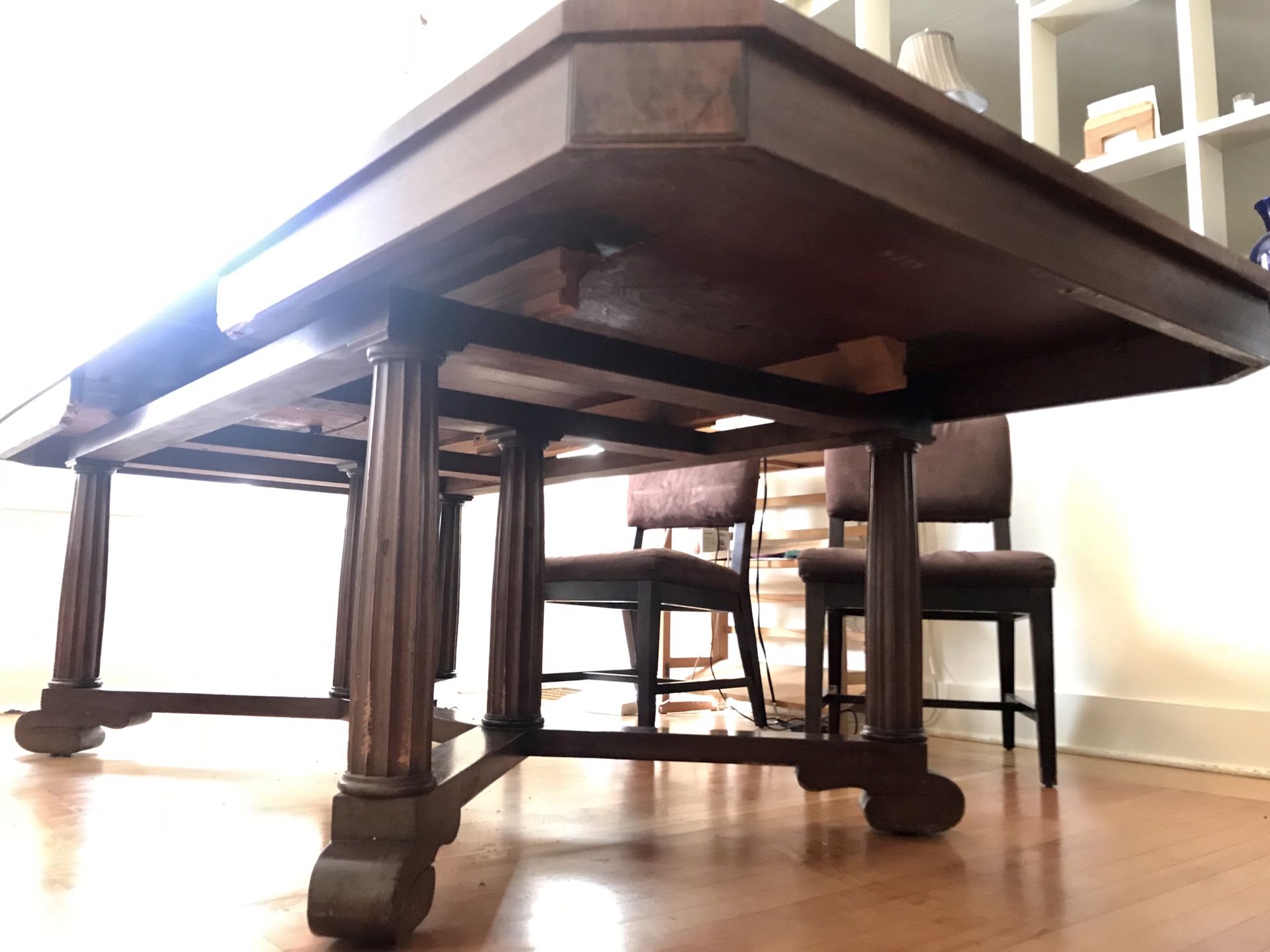 Turn of The Century SOLID Dining Table “WaterTown Slide” w/ 3 leafs & 6 chairs!!!