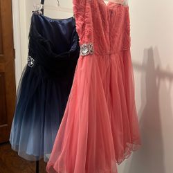 Formal Dress -Midnight Blue And Coral Dress 