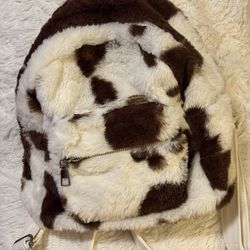 Cow Furry Backpack Purse 