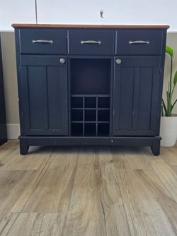 Black wood buffet cabinet wine rack