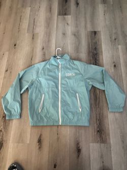Coach Light Blue Zip-Up Windbreaker Jacket