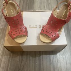 Andrea red wedges sling back 5.5