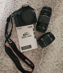 Canon EOS Rebel T7 Digital SLR Camera Package w/2 lenses, strap, bag
