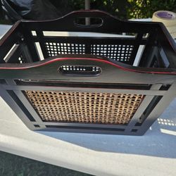 Very nice Wicker and wood magazine  basket , like new