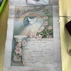 Antique Vintage Baptism Certificate