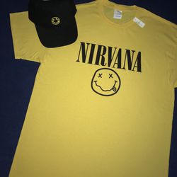 NIRVANA T-SHIRT & HAT. (make a offer)