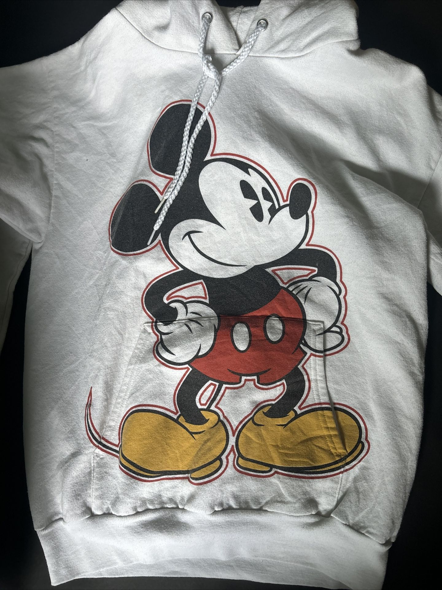 Disney Parks Mickey Mouse White Pullover Hoodie Sweatshirt Small Disney World **