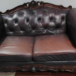 Vintage Ashley Leather Sofa And Loveseat 