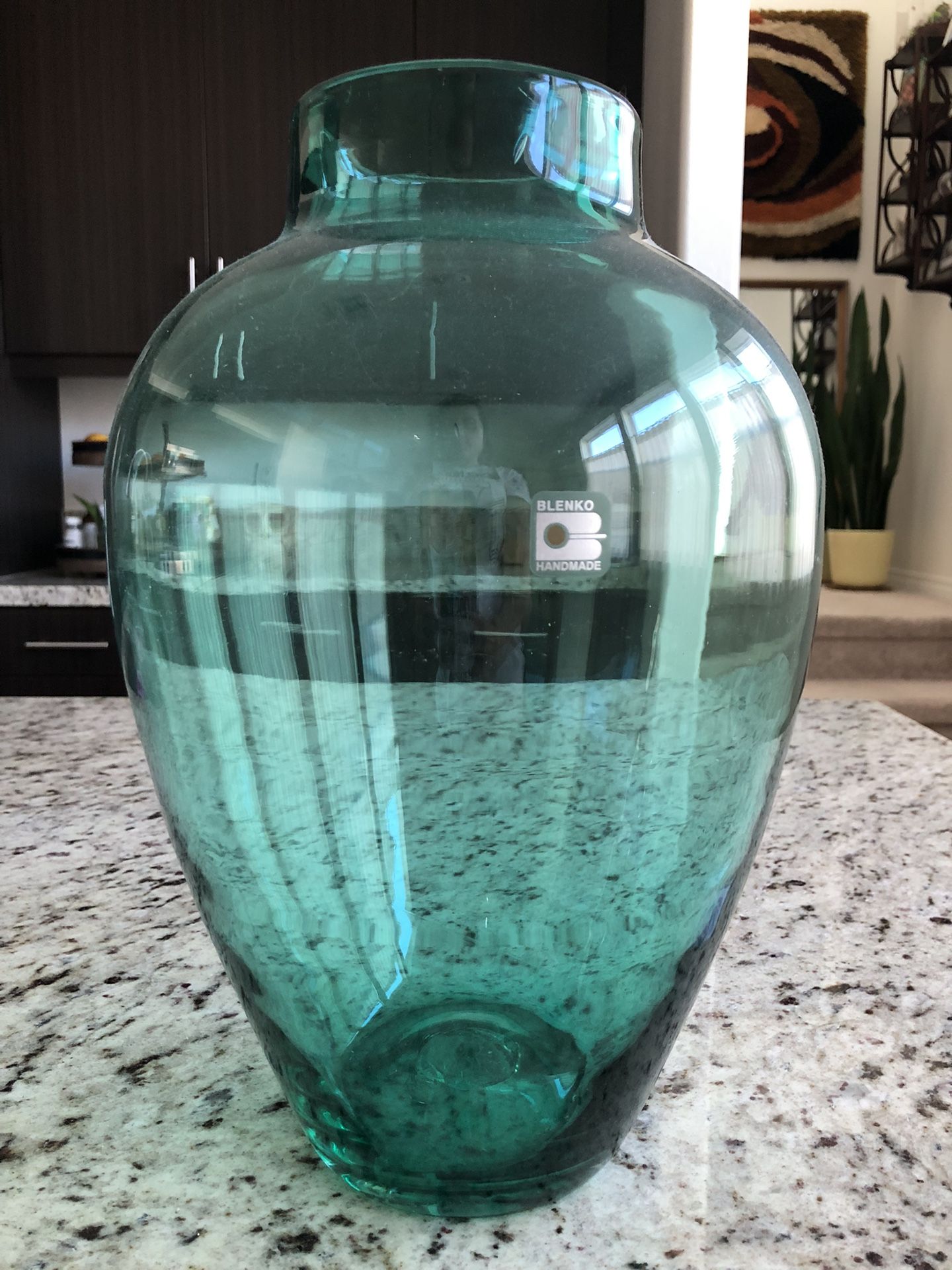 Blenko Peacock Glass Vase 13 X 6 Inch