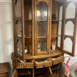 Antique China/ Liquor Cabinet Storage And Lights