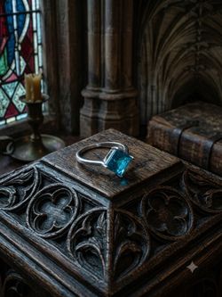 Princess Cut Blue Topaz Ring # 6