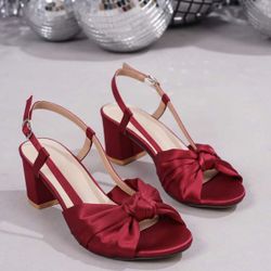 Burgundy Chunky Heel