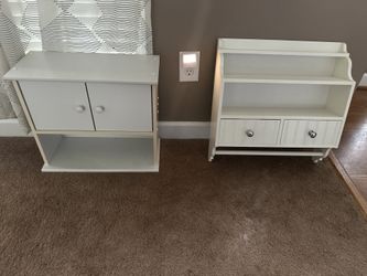2 White Storage Shelves