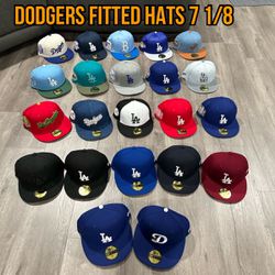 MLB New Era Los Angeles Dodgers Blue Black  Patch And Non Patch Multi Colors 59fifty Fitted Hats Size 7 1/8