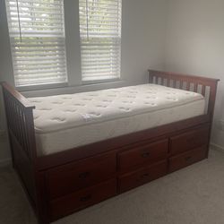 Twin Storage Captain Bed with Twin Trundle