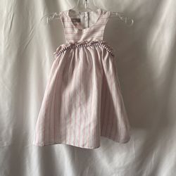 Baby Girl Sleeveless Size 12M Pink White Stripes Dress Pastourelle By Pippa & Julie Fully Lined