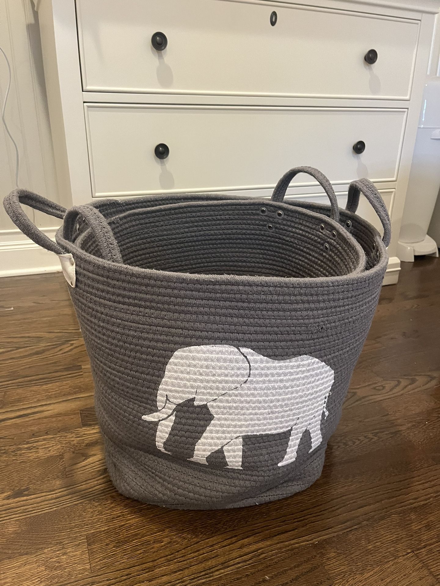 2 Gray Storage Baskets