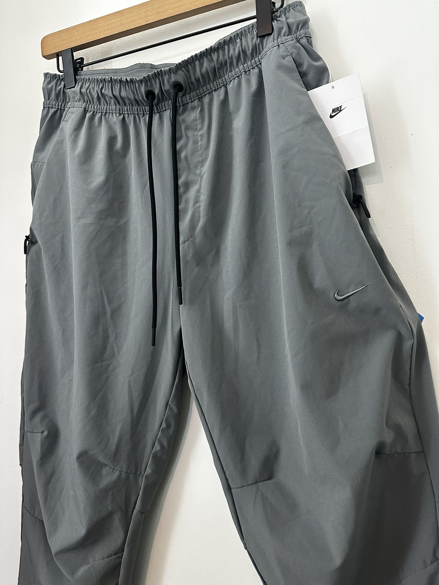 Nike Dri FIT Running Pants M Gray Charcoal Jogger Zip Athletic Track Sweats