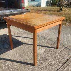 Great Solid Vintage Wood Dining Table with Extensions, Small Great for Apartments needs some TLC 