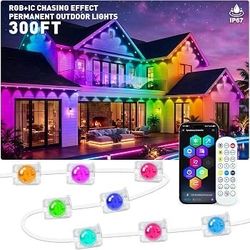 Brand new in box 300FT Permanent Outdoor Lights, RGB+IC Waterproof Smart LED Eaves Lights with App & Remote Control, for Christmas and Holiday Decor,
