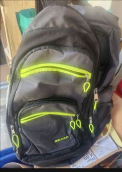 Reload Black Backpack with Neon Green Zippers