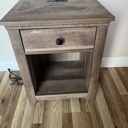 Bedside Table With Drawer And USB Ports