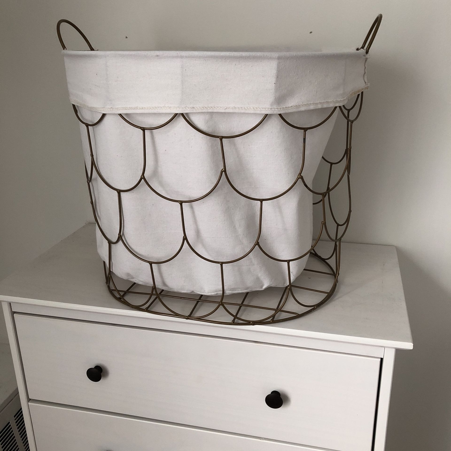 Gold Metal Laundry Basket Storage Container
