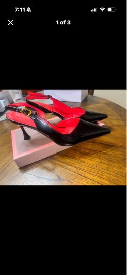 Black Patent Slingback Pointed-Toe Heels