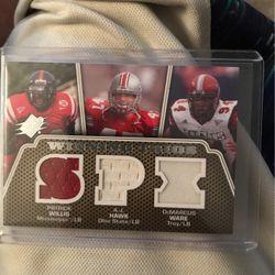 Trio Card Patrick Willis A.j. Hawk Demarcus Ware Rookie Jersey Card Numbered 