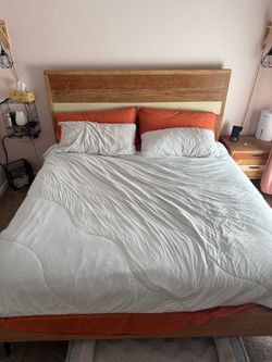 Mid-Century Modern Wood Bed Set