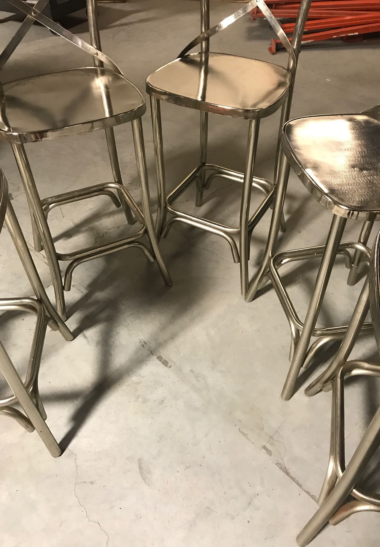 5 bistro chairs silver chrome high back