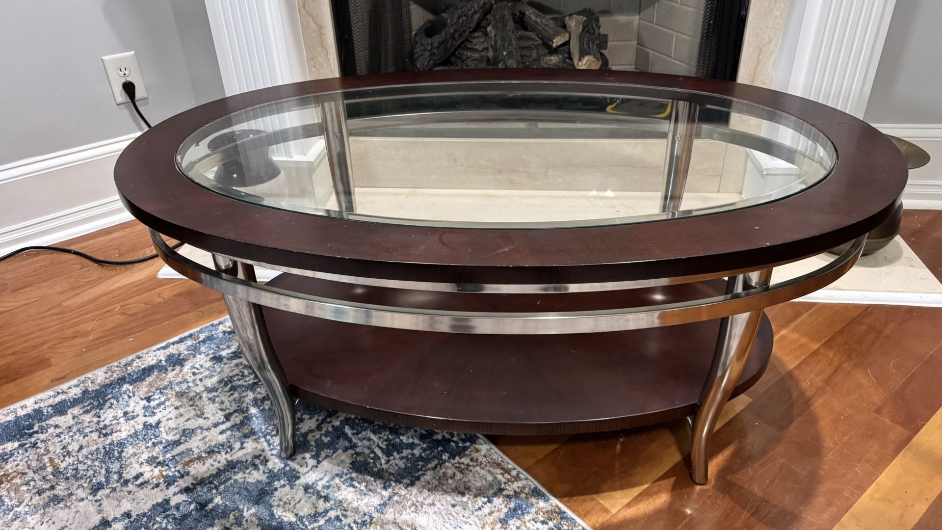 Nice Glass And Wood Coffee Table 