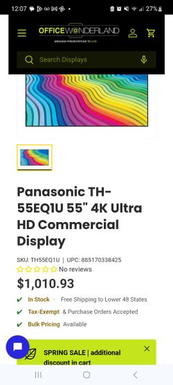New 55" Panasonic 4k UHD