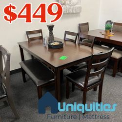 Dark Espresso Dining Table With 4 Chairs And Bench 