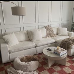 7th Avenue 4-Seat Modular Chaise Sectional in Natural White / Classic