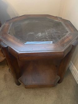 Wood glass table