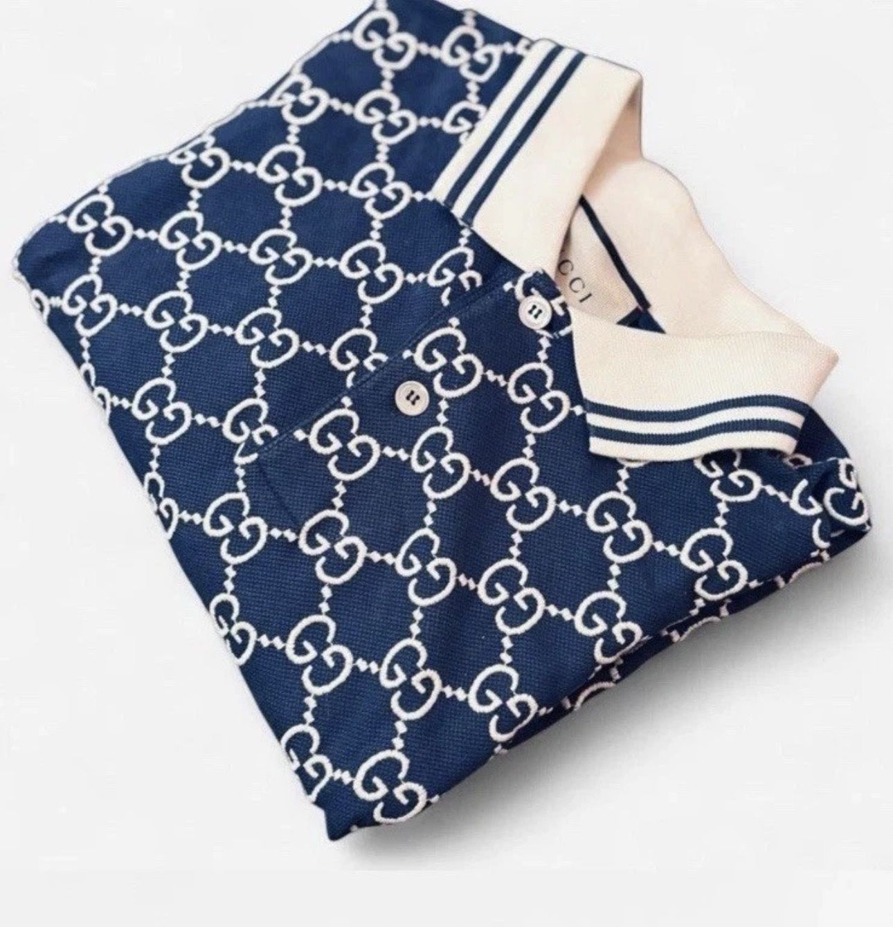 Gucci GG Cotton Knit Jacquard Polo Shirt (Style 598956 XJBOU 4115)