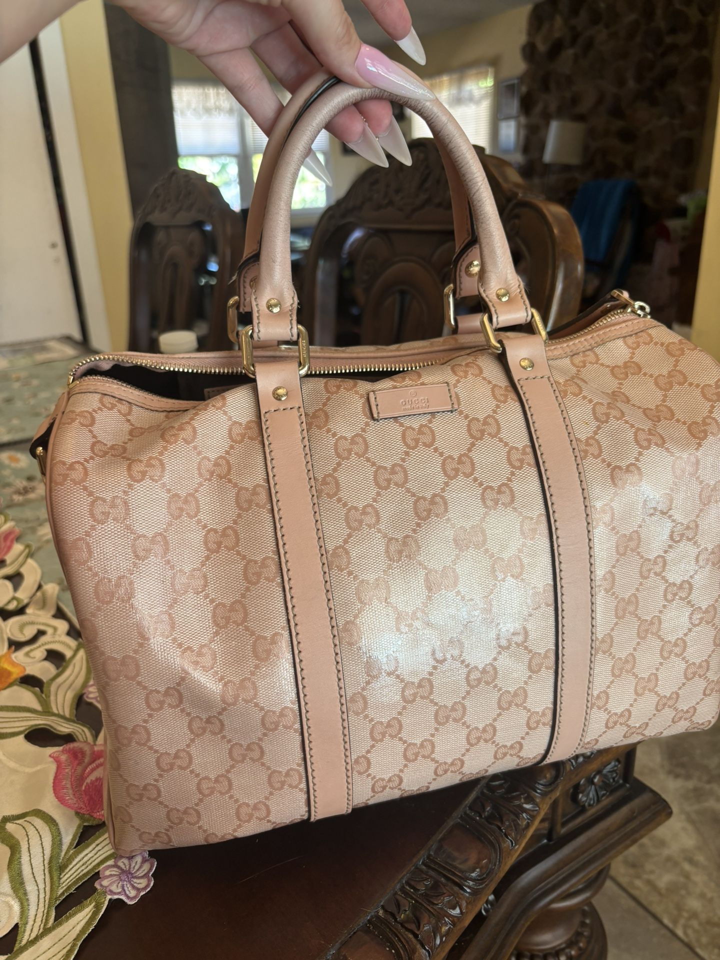 Authentic Pink Crystal Joy Gucci Boston Purse Excellent Condition