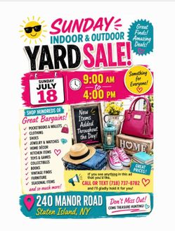 🏡🌞 SUNDAY 7/18 INDOOR & OUTDOOR YARD SALE! 240 MANOR ROAD🌞🏡