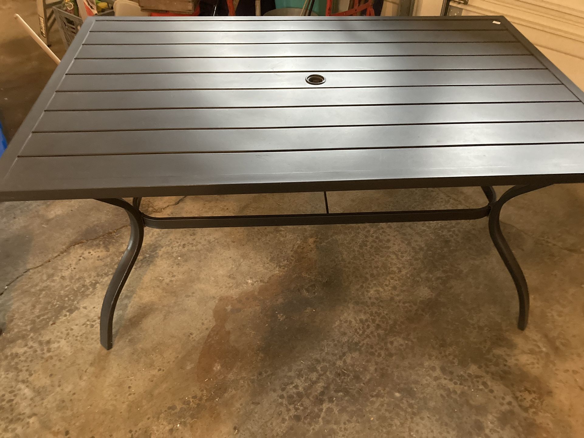 Black outside rectangular table