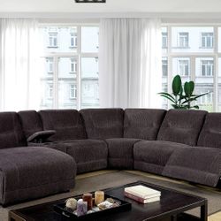 Grey Chenille Sectional Brand New In Box 