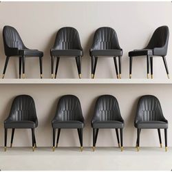 New Set of 8 Black Gold Dining Chairs – $900 Retail – Open Box – Delivery Available