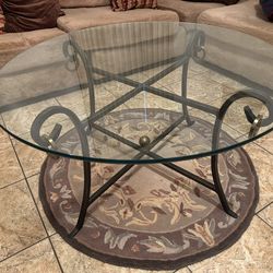 Matching Wrought Iron & Glass Accent Tables