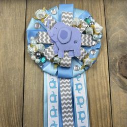 Baby Shower mommy to be corsage pin in blue color - I make baby shower corsages in different colors and themes